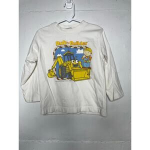 Vintage Bob The Builder 3T Toddler Long Sleeve T Shirt White Graphic Tee